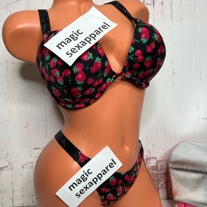 VS SWIM 2 PC 36D SHINE STRAP BOMBSHELL ADD 2 CUPS BIKINI TOP S BOTTOMS SET SHINE
